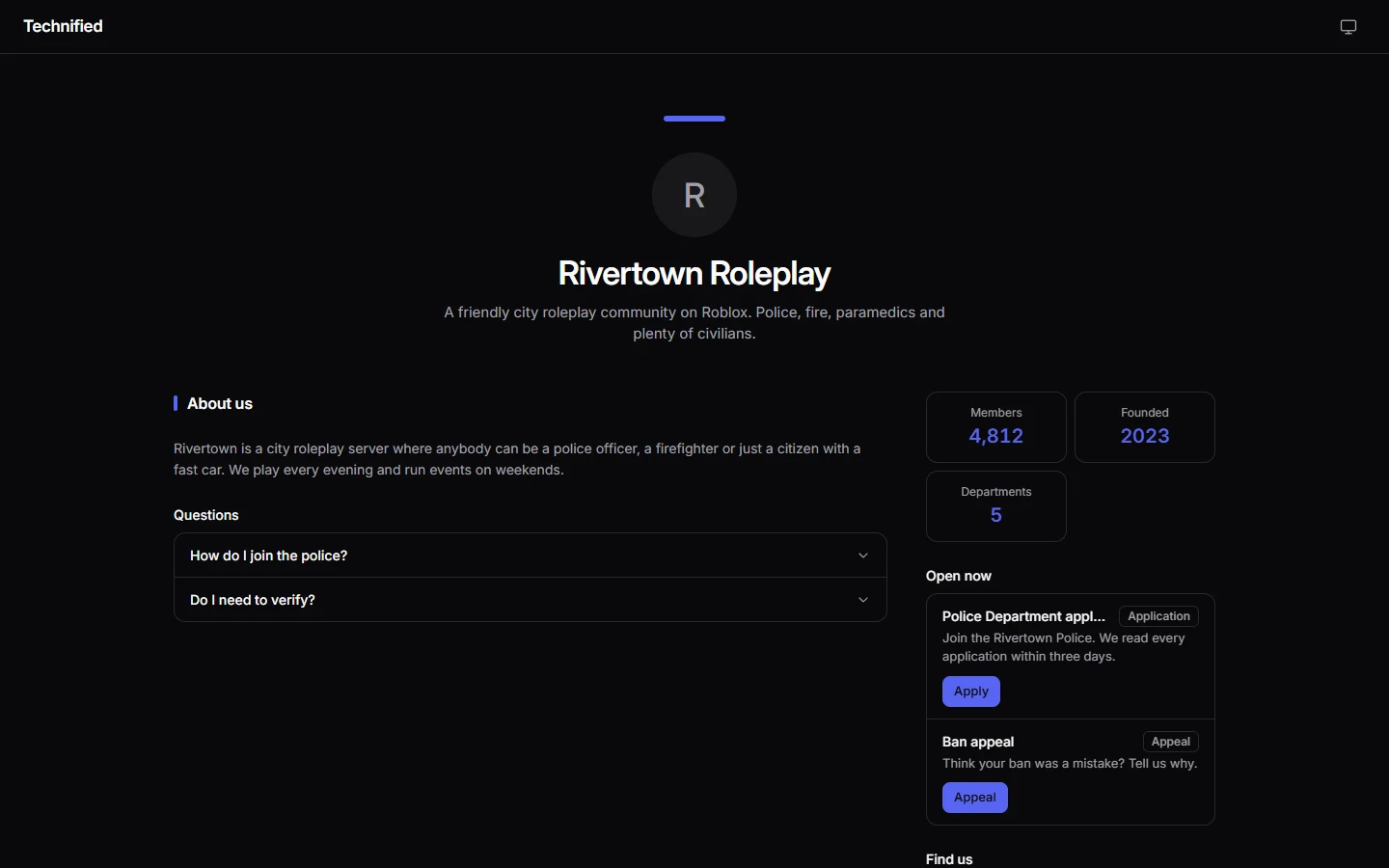 A server’s public page