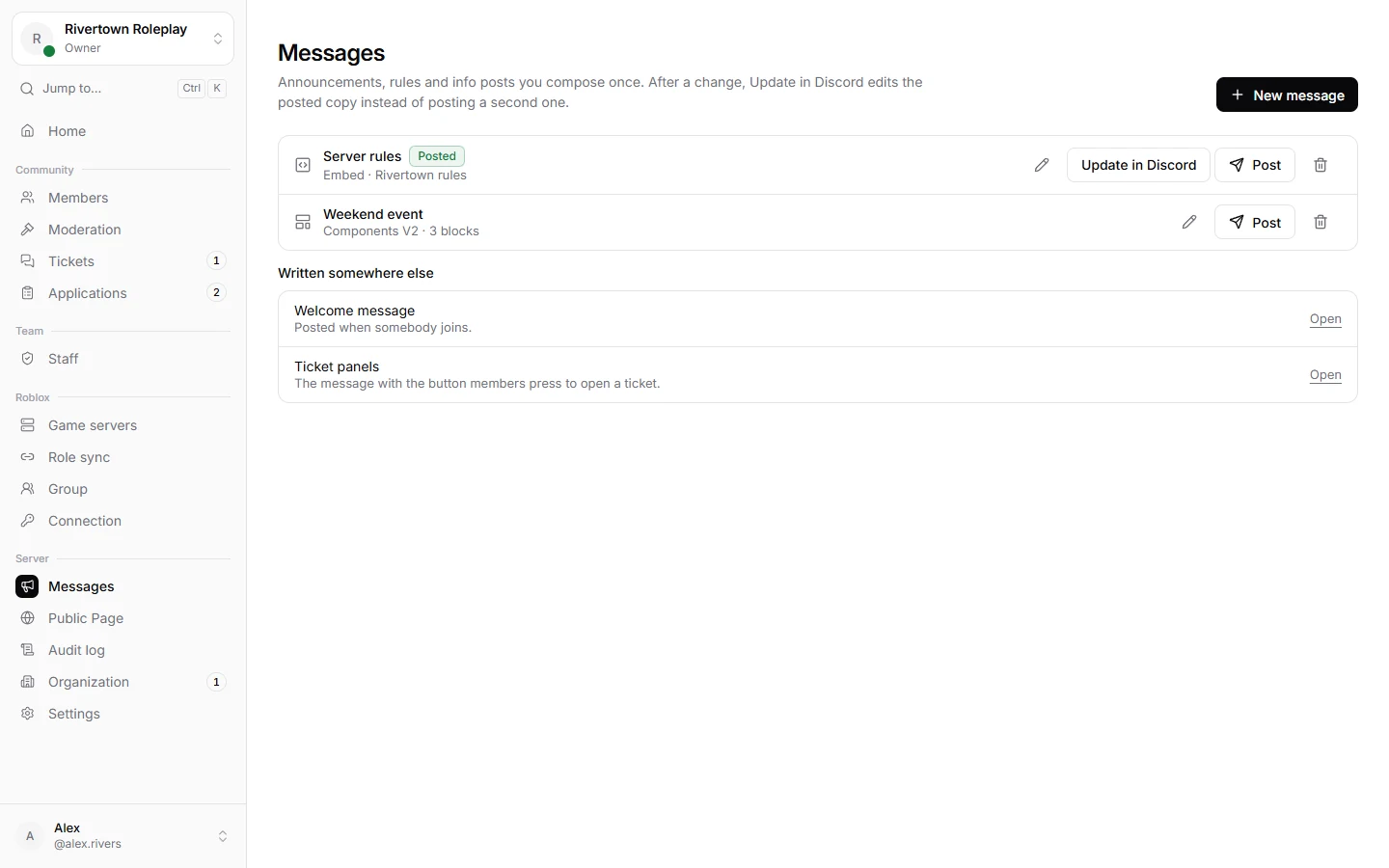 Saved messages and where they are posted